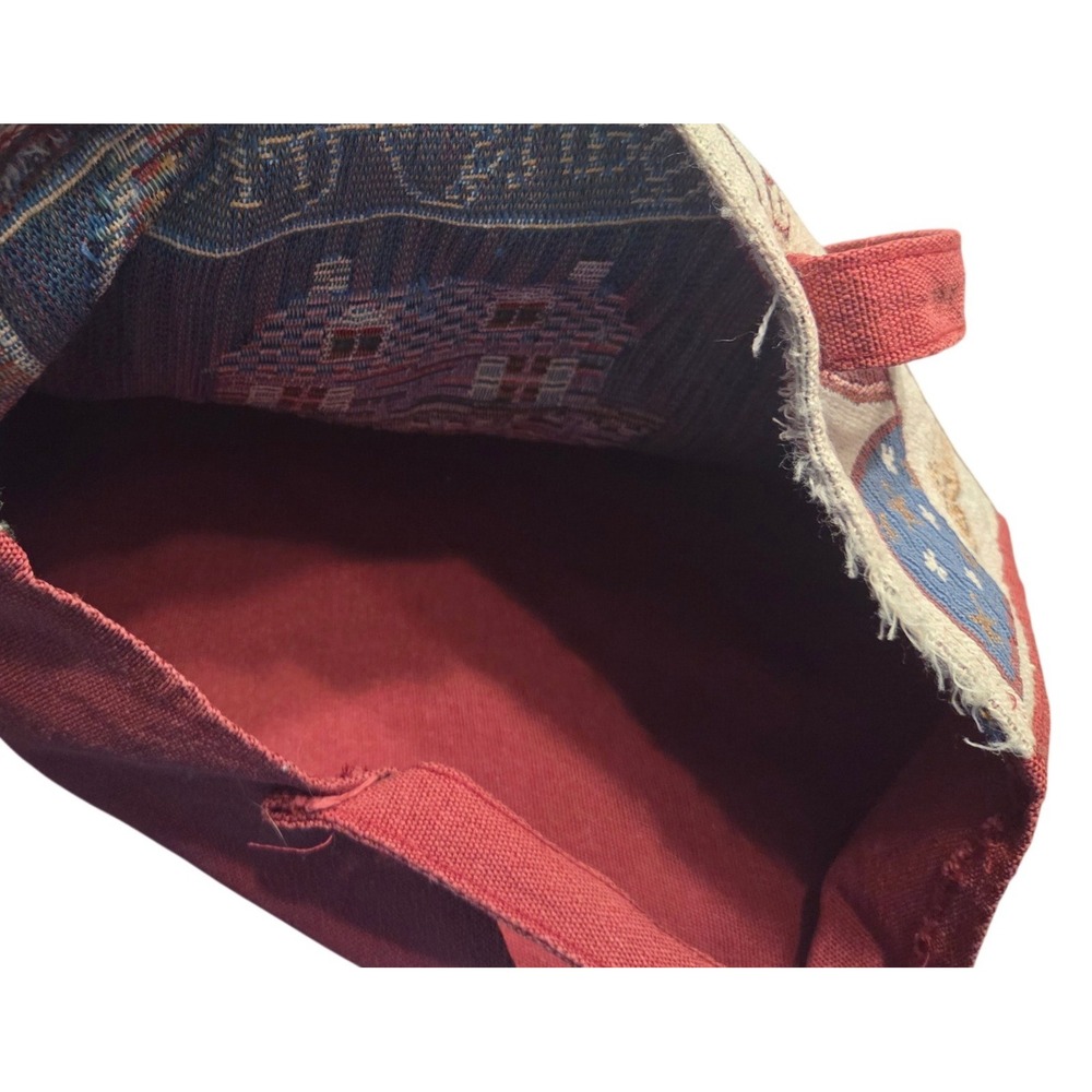 Unbranded Noahs Ark Tapestry Tote Bag Women Large Red Woven Sampler Animal Print - Picture 3 of 5